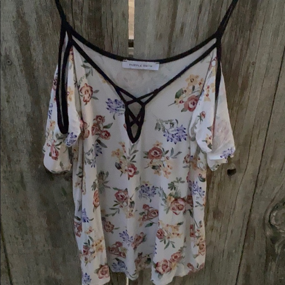 off the shoulder coral top